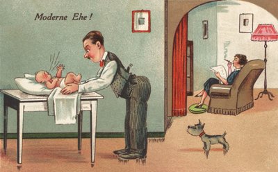 Otec přebaluje dítě (barva litho) od French School