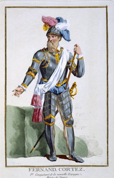 Fernand Cortez (1485-1547), ryl Pierre Duflos (1742-1816), 1780 (mědirytina) od French School