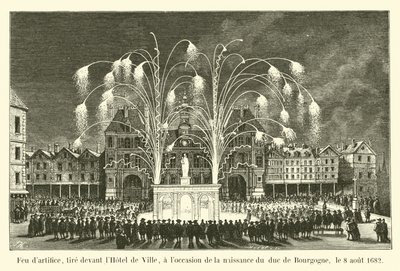 Ohňostroj odpálený před radnicí u příležitosti narození burgundského vévody, 8. srpna 1682 od French School