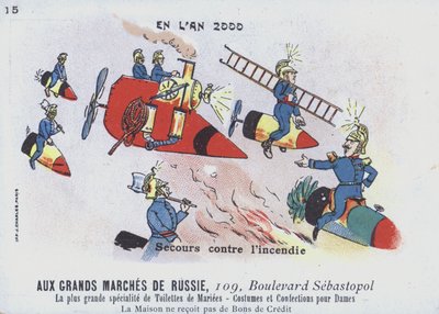 Hašení požáru v roce 2000 (barevné lito) od French School