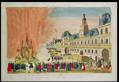 Ohňostroj před hotelem de Ville v Paříži oslavující mír ve Versailles, 1783 od French School