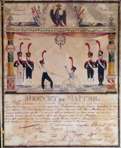 První impérium: Certifikát Master of Arms v roce 1813. Diplom šermu, Paříž, Musee de l