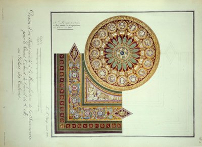 První impérium: návrh koberce provedeného v Manufacture de la Savonnerie pro Cabinet de Travail císaře Napoleona I. (1769-1821) v Palais des Tuileries v Paříži od French School