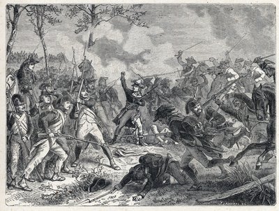 První koalice: Lazarus Nicolas Marguerite Carnot (1753-1823) během bitvy u Wattignies, která se 16. října 1793 postavila proti francouzským jednotkám rakouské armádě. od French School