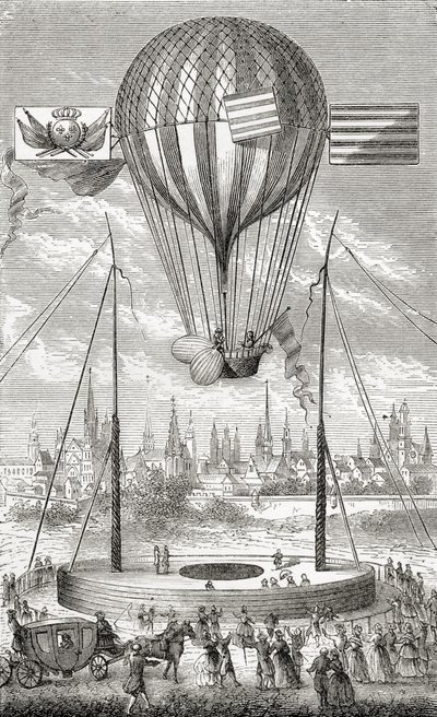 První let s řiditelným balónem z Dijonu, 12. června 1784, z 