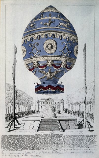 První lidský let Pilâtre de Rozier dne 21. listopadu 1783 od French School