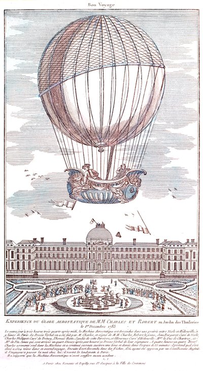 První pilotovaný let vodíkového balónu, 1783 od French School