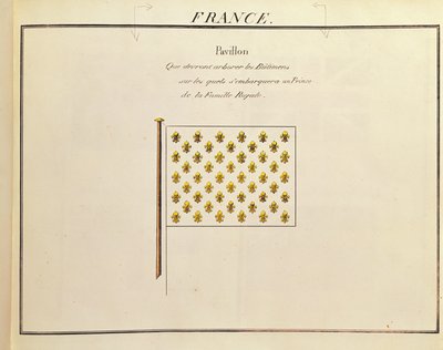 Vlajka prince královské rodiny, z Pavillons des Puissances Maritimes (barevná rytina) od French School