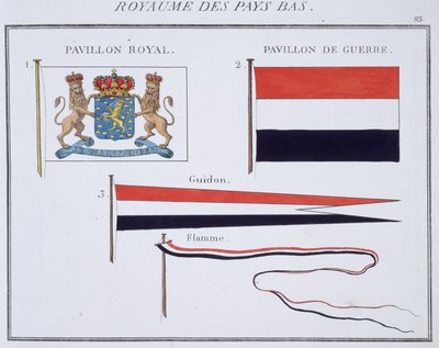 Vlajky z Nizozemského království, z francouzské knihy vlajek, c.1819 od French School