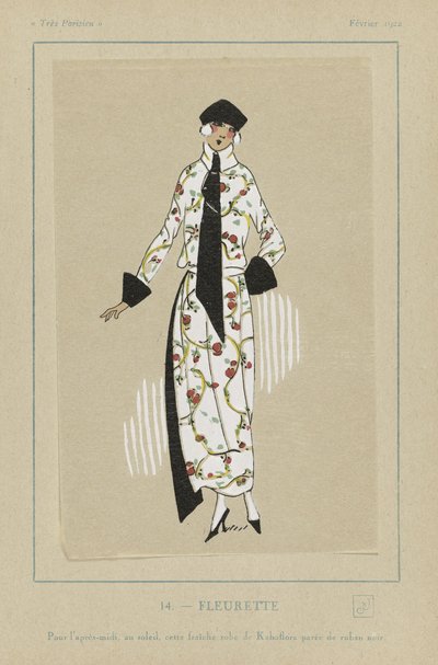 Fleurette, z knihy Tres Parisiens, pub. 1922 (šablonový tisk) od French School
