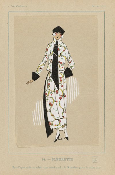 Fleurette, hospoda. 1922 tisk šablony. od French School