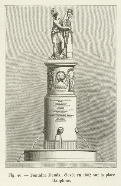 Fontaine Desaix, postavený v roce 1802 na náměstí Place Dauphine od French School