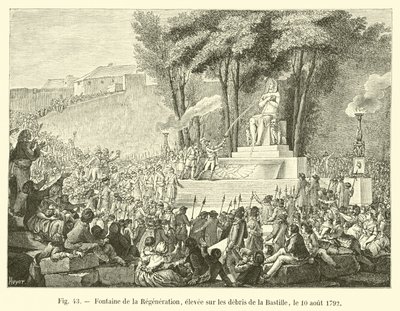 Fontána regenerace, postavená na troskách Bastily, 10. srpna 1792 od French School