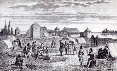Fort Youkon, obchodní stanice společnosti Hudson Bay, 19. století od French School