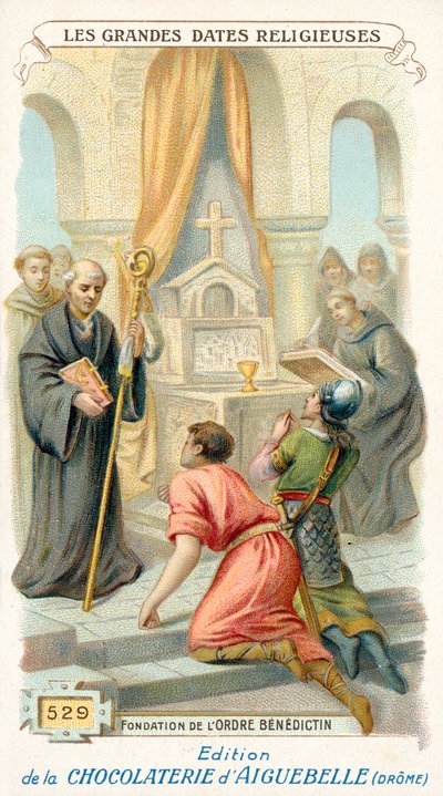 Založení benediktinského řádu, 529 (chromolitho) od French School