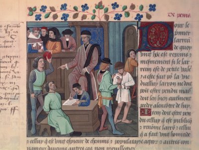 Fr 4367 f.55v Soudce vyslýchající vězně od French School