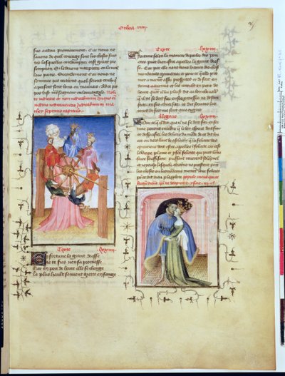Fr 606 f.35 Kolo štěstí a zrada světských rozkoší, z LEpitre dOthea, mistrem Epitre, získal Jean de Berry kolem roku 1405 od French School