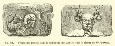 Fragmenty nalezené v pomníku Nautes pod chórem Notre-Dame od French School