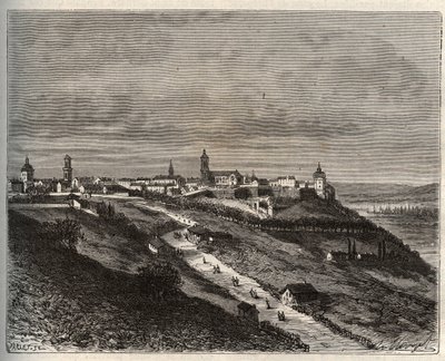 Francie, Champagne-Ardenne, Haute-Marne (52), Langres - rytina v „La France illustrée: geografie, historie, statistická správa“ od V.-A. Sladově hnědá. 1884 od French School