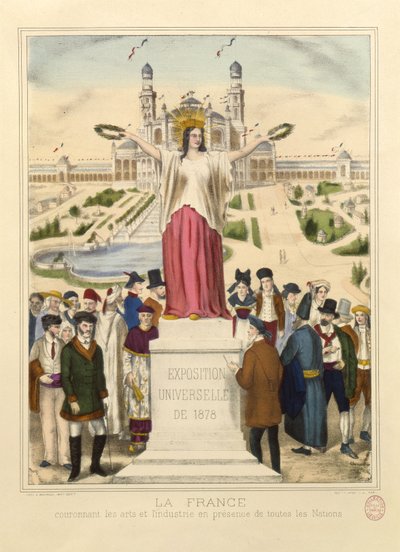 Francie korunuje umění a průmysl vavřínovými věnci na výstavě Universelle v roce 1878 v Paříži od French School