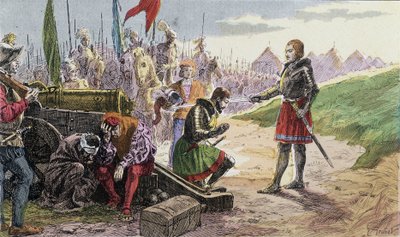 Francois 1., zbraň Chevalier od Bayarda, v Marignanu - Ilustrace 19. století. od French School