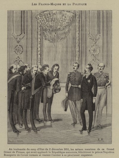 Svobodní zednáři a politika (rytina) od French School