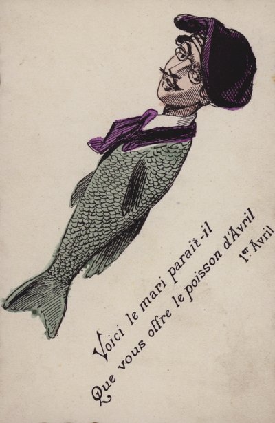 Francouzská aprílová karta (barevná litografie) od French School