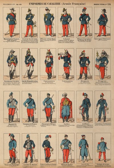 Uniformy francouzské armády (barevná rytina) od French School