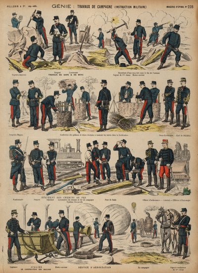 Francouzští armádní inženýři (barevná rytina) od French School