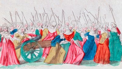 Francouzská revoluce: „“ Versailles, Versailles““ La marche des femmes sur Versailles 5/10/1789 (Pochod žen ve Versailles, Paříž, 5. října 1789 od French School