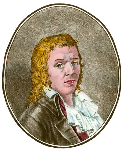 Francouzská revoluce: „“ Portrét Francoise Babeufa dit Gracchuse (1760-1797) revolucionáře““ Rytina soukromé sbírky z 18. století od French School