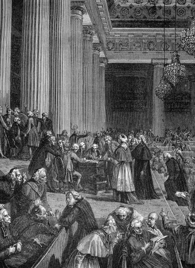 Francouzská revoluce: zrušení privilegií na Národním shromáždění v roce 1789 (rytina) od French School