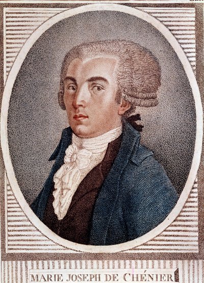 Francouzská revoluce: portrét diplomata, básníka a historika Marie Josepha Cheniera (1764-1811), autora rytiny "Chant du depart" z 19. století. od French School