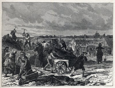Francouzská revoluce: práce na Champs de Mars (Champs-de-Mars) v Paříži, k přípravě na Fete de la Federation v roce 1790. od French School