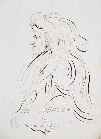 Francouzská kaligrafie: Portrét otce Voltaira od Bernarda de Paris kolem roku 1780. Historická knihovna města Paříže. od French School