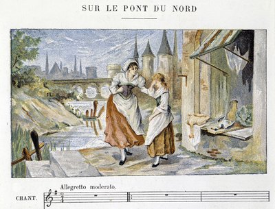 Francouzská lidová a tradiční píseň: “” Sur le pont du Nord””, n.d. od French School
