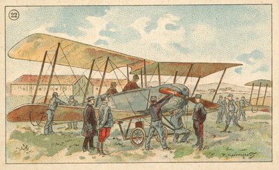 Francouzský vojenský dvouplošník (chromolitho) od French School