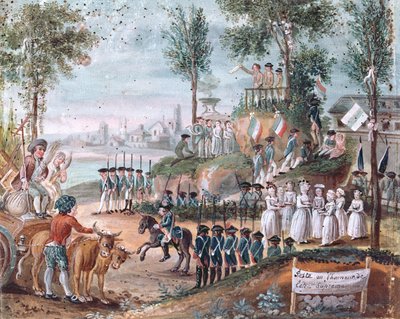 Francouzská provinční slavnost Nejvyšší bytosti, 1794 (čb na papíře) od French School