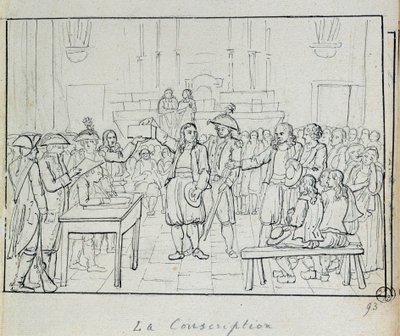 Francouzská revoluce: odvodní scéna v Bretani v roce 1793. Paříž, Musee Carnavalet od French School