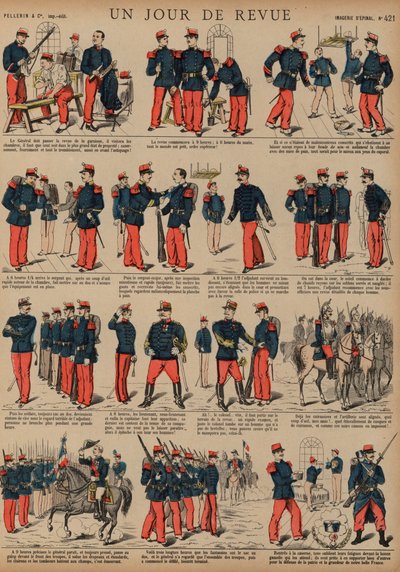 Francouzští vojáci v den revize (barevná rytina) od French School