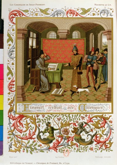 Froissart (1333-140001) píšící své kroniky (faksimile paní 5190) od French School