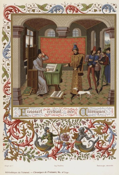 Froissart píše své kroniky (chromolit) od French School