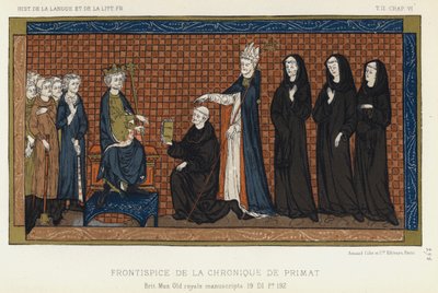 Frontispis Kroniky primátů (barevné lito) od French School