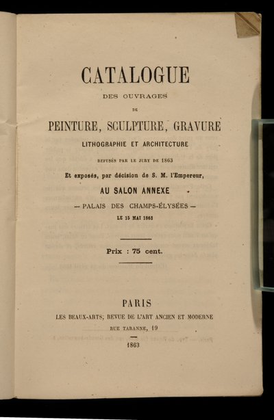 Frontispis pro katalog pro Salon des Refuses, 1863 od French School