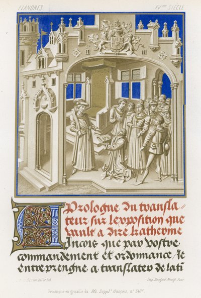 Frontispis v grisaille rukopisu od French School