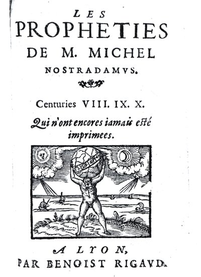 Frontispis k Proroctvím M. Michela Nostradama, hospoda. Benoist Rigaud, 1568 od French School