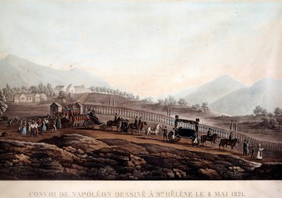 Funebre konvoj Napoleona I. (1769-1821) do Sainte Helene 8.5.1821 Rytina kolem roku 1830 Ile d