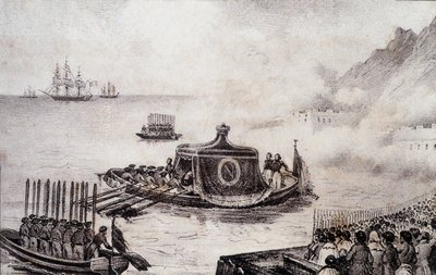 Pohřeb Napoleona I.: odchod sv. Heleny - kresba Levilly, v „Historickém obrazu Napoleonova pohřbu““ od M. St. 1851. od French School