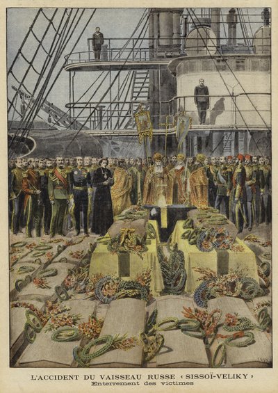Pohřeb obětí nehody na palubě ruské bitevní lodi Sissoi Veliky, 1897 od French School