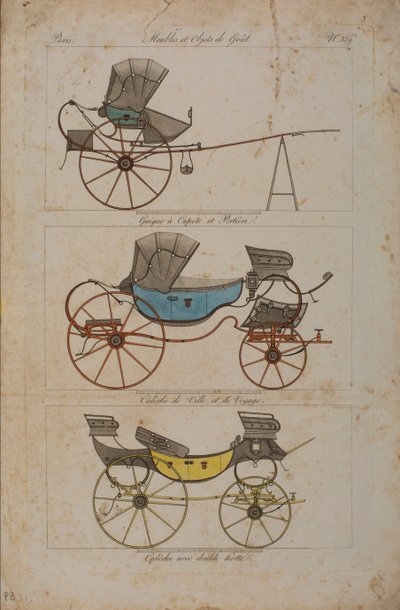 Furniture and Objects of Taste, č. 32, Phaeton Simple (barevná rytina) od French School